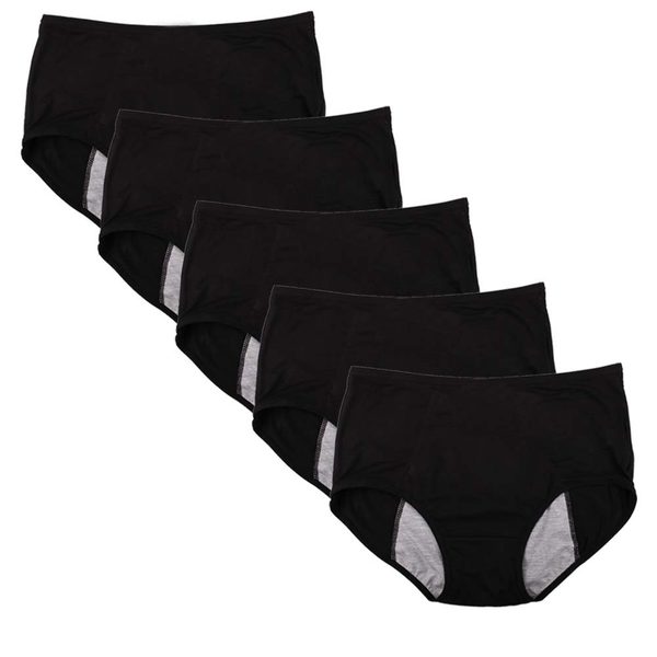 YOYI FASHION Bamboo Viscose Period Briefs, 5 Pack, Black