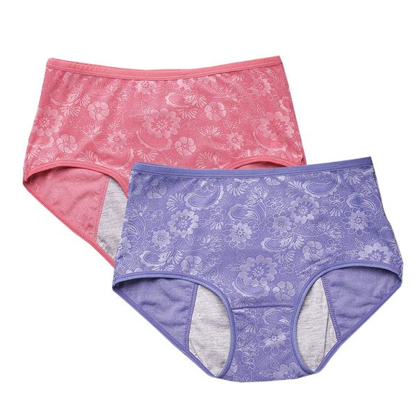 YOYI FASHION Jacquard Period Briefs, 2 Pack, Blue Red