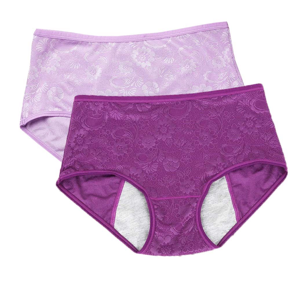 YOYI FASHION Jacquard Period Briefs, 2 Pack, Violet Lotus