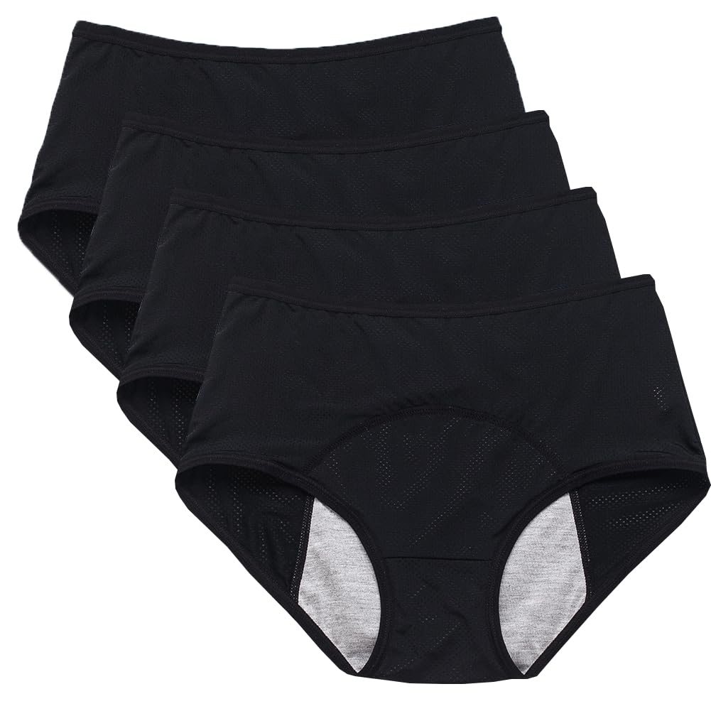 YOYI FASHION Mesh Period Briefs, 4 Pack, Black