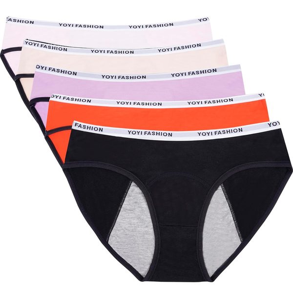 YOYI FASHION Teen Period Underwear, 5 Pack, Mixed Colors